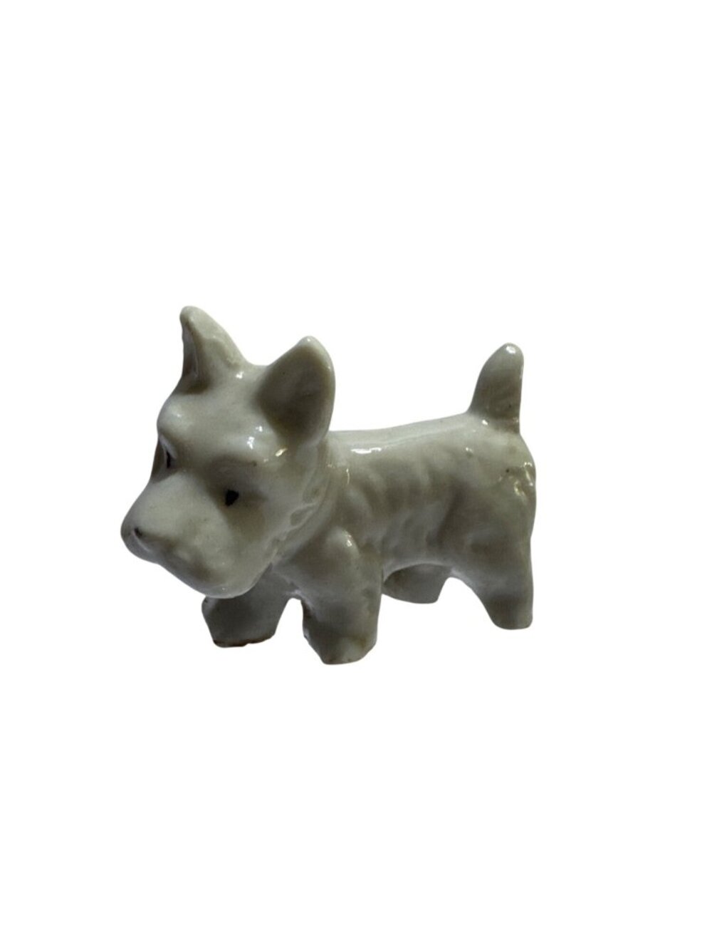 Ceramic Dog Figurine Vintage White Handmade Collectible Decorature Japan